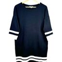 Vince  black white stripe color block cotton mini shift dress 3/4 sleeves size S Photo 3