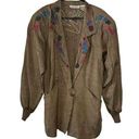 American Vintage Vintage 80s Marc D'Alcy Embroidered Beaded Blazer Womens Size 10 Brown Geometric Photo 0