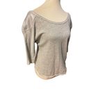 Xhilaration  Gray W/ Sequins 3/4in Sleeves 100% Cotton Lightweight Stylish Fringe Photo 3