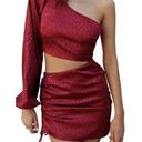 RUNAWAY THE LABEL Runaway Monrow Cutout One Sleeve Mini Dress Wine Size Large NWT Photo 0