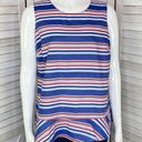 Tommy Hilfiger  Striped Peplum Hem Sleeveless Blouse Medium Tank Top Blue Red Photo 0