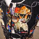 Nicole Miller Vintage  Printed Vest Cowboy Rodeo Western Silk Black Size Large Photo 9