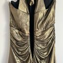 Halston Heritage  Women’s Gold Ruched High Neck Gown Size 2 Photo 9