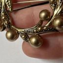 Monet Signed  Faux Pearl Wreath Brooch Pin Gold Tone Photo 6