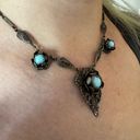 Antique Art Nouveau Silver Tone Czech Glass Blue Chrysoprase Necklace 1890’s Photo 9