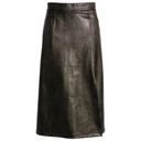 Spanx Leather-Like Midi Skirt Noir A-Line Shiny High-Waist Pencil Mid-Length S Photo 8