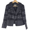 Ruff Hewn  Wool Blend Quilted Moto Jacket Check Plaid Black Size S Photo 0