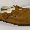 Birkenstock  Boston Shearling Beige Suede Leather Narrow Sz 39 US L8 M6 Photo 7