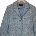BCBGMAXAZRIA Wool Silk Tweed Longline Coat Blue Raw Edge Overcoat, size Large Photo 1