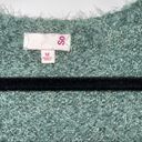 SO  GREEN/WHITE SUPER SOFT FUZZY LONG SWEATER SZ M Photo 5