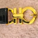 Salvatore Ferragamo Black Adjustable Leather Belt Polished Gold Buckle XS Photo 6