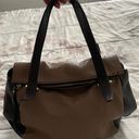 Vera Pelle Leather Tan & Brown Colorblock Shoulder Bag Handbag, size 14x14x4 Made in Italy Photo 13