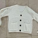 Buttons White/Cream Knit Loose fitting Cardigan Sz Small Tortoise Shell  Photo 0