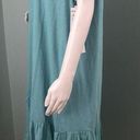 Caslon NWT Women's  Teal Mixed Media Drop Waist Maxi Dress Sz Large Photo 8