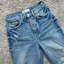 ZARA high waisted ripped knee distressed straight leg denim jeans Photo 4