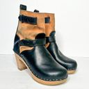 Loeffler Randall  Sven Black Tan Leather Wooden Clogs Booties Size 36 5 Women’s Photo 0