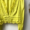 Miss Selfridge Jacquard Satin Neon Yellow Crop Top with Lace Detail 8 Medium Photo 2