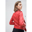 ALL SAINTS Balfern Coral Red Long Sleeves Zip Up Lamb Leather Jacket Size 4 Photo 2