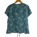 Christopher & Banks  Teal Embroidered Button‎ Front Drawstring Waist Top Sz LG Photo 1