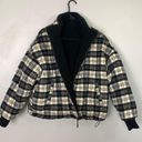 American Eagle Reversible Women’s Puffer Jacket Black Plaid Size Medium Photo 3