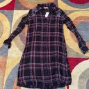 Dress Barn NWT  Black Floral Plaid Flannel Long Sleeve Button Down Dress Size 6 Photo 0