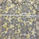 Coldwater Creek Pale Yellow Gray & White Floral Print Button Down Roll Up Sleeve Photo 10