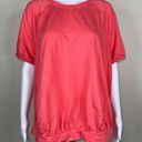 Lane Bryant  Livi Activewear Poof Short Sleeve Banded Bottom Slub Shirt in Salmon Photo 0