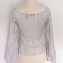 EXPRESS Stretch Y2K Cottagecore Bell Sleeve Corset Pinstripe Top Size 5/6 Photo 4