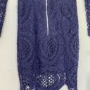 Hello Molly Dress Size 6 Blue Crochet Mini Sheath High Neck Long Sleeve Cocktail Photo 6