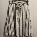 The Loft  Outlet White Gray Striped Button Through Midi Belted Skirt Size 4 EUC #6666 Photo 1