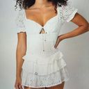 Olivaceous White Lace Ruffle Mini Dress/ Romper Photo 2