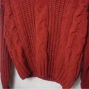 NWT: Poof! Apparel Rust Chenille Cable Knit V-Neck Sweater Photo 2