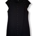 Sharagano cap sleeve black shift dress with gold stud detail Photo 0