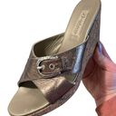 Brighton  Metallic Buckle Women’s Wedge Sandal Size 8 Open Toe Comfy Slip On cork Photo 1