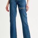 Abercrombie & Fitch The 90s Ultra High Rise Straight Dark Wash Distressed Jeans Photo 1