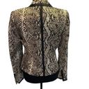 ZARA  Open Snake Skin Satin Lined Faux Leather Trim Blazer Shoulder Pads M Tan Photo 3