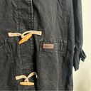 Denim & Co Vintage Fleece Lined Black Denim Hooded Toggle Coat NWT Photo 1