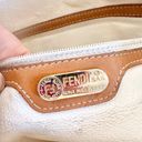 Fendi  Vintage Cream White Quilted Faint Stripe Hobo Slouch Fabric Canvas Bag Photo 5