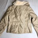 Dress Barn Fur Lined Tan Leather Jacket Photo 4