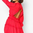 Boohoo  Red Ruffle Flowy Mini Dress / M Photo 1