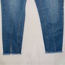 Boohoo  Medium Wash Denim High Waisted Raw Hem Ankle Straight Jeans size US 6 Photo 2