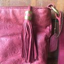 Cabin creek Vintage  Floral Embossed Leather Bag Cranberry Hobo Crossbody Photo 1