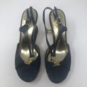 Nina  Denim Strap Wedge Sandals Size 8 Photo 3