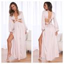 Hello Molly NWT  Fashion Girlie Satin Cut Out Maxi Dress Champagne Size 2 Photo 1