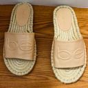 Bebe Wineva Womens 7. Nude Tan Logo Espadrille Flats Slides Sandals Shoes New Photo 1