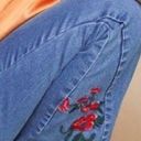 Umgee Floral Embroidered High Rise Raw Hem 5 Pocket Flare Jean 30 Photo 1