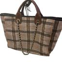 Krass&co Jen &  Oversized plaid retro flannel tote bag, chain straps, 90s, academia Photo 0