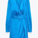 ZARA New with tags Blue  Satin Effects Belted dress. Photo 3