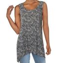 Alfani New  Dot Print V-Neck Shark Bite Hem Tunic Tank Top Black White Photo 0