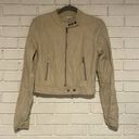 Bar III  - Beige Moto Style Cropped Full Zip Jacket- 100% Polyurethane - Size XL Photo 0